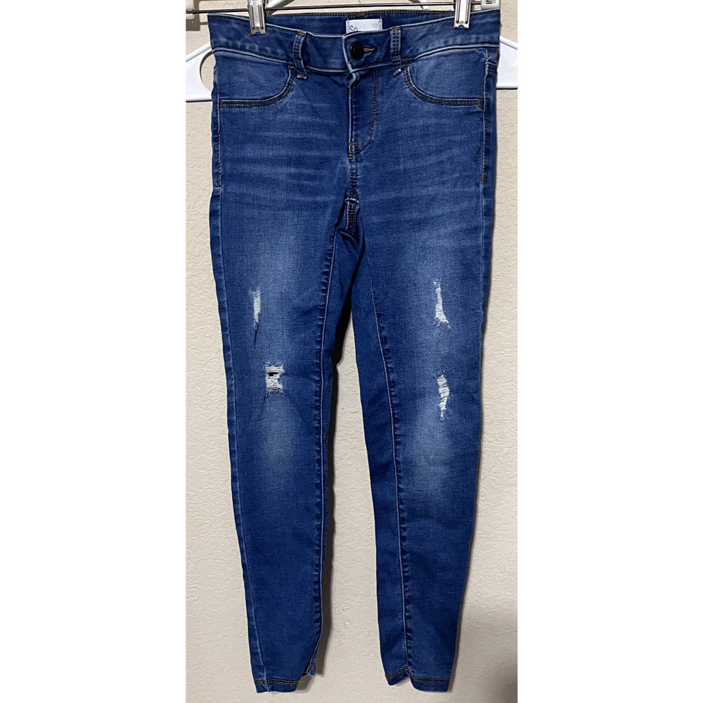 SO Blue denim Jeans girls size 10 distressed jean 24x23 KOHL's